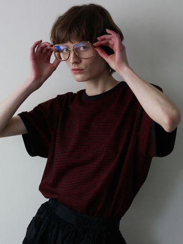 Unisex Marine Stripe Ringer Tee_Cherry Coke - MOONSUN - Modalova