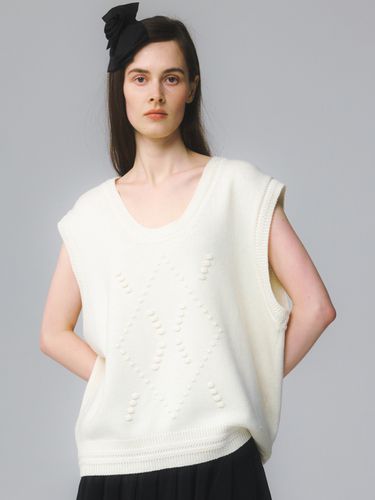 UNISEX Pompom Argyle Knit Vest - MOONSUN - Modalova