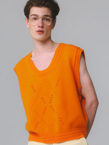 UNISEX Pompom Argyle Knit Vest - MOONSUN - Modalova