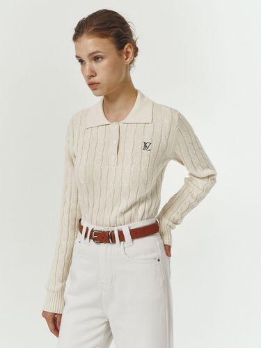 Marie Logo Cable Stand Collar Pullover - marieclaire - Modalova