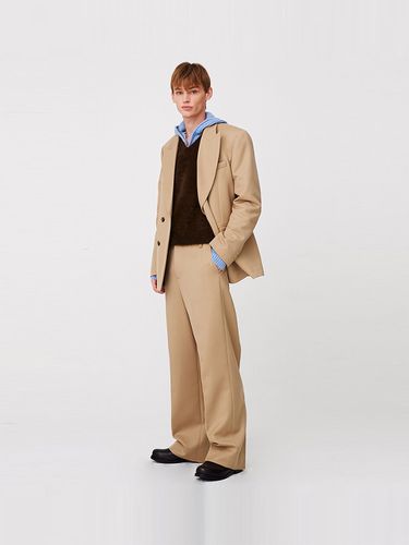 Low Rise Wide Pants For Men _ Beige - MOONSUN - Modalova