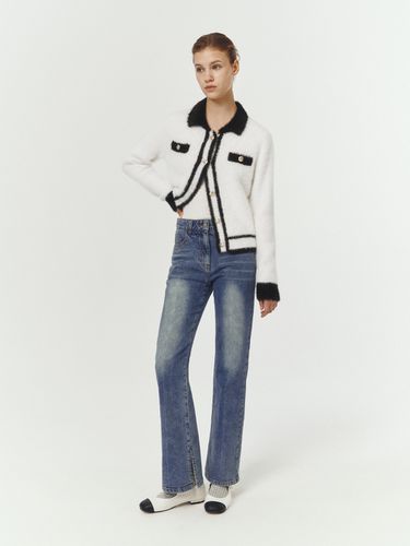 Side Slit Washed Denim Pants - marieclaire - Modalova