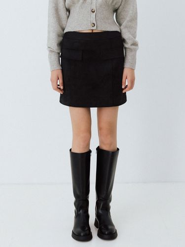 Faux Suede Mini Skirt (Charcoal) - LE - Modalova