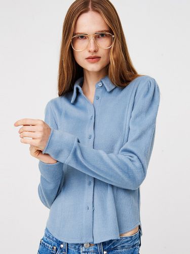 Hairy Jersey Blouse _ Dusty Blue - MOONSUN - Modalova