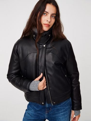 Vegan Leather Puffer Blouson_Black - MOONSUN - Modalova