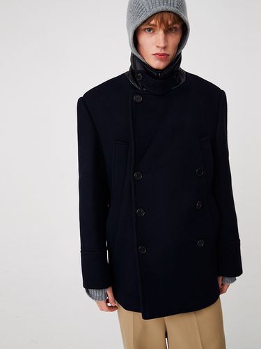 Two-Way Double Pocket Pea Coat_Dark Navy - MOONSUN - Modalova