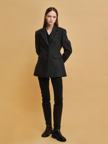 Wool Semi A Line Jacket_Charcoal - AVA MOLLI - Modalova