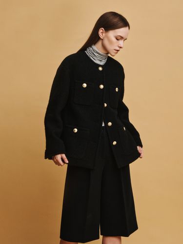 Slub Tweed Half Jacket_Black - AVA MOLLI - Modalova