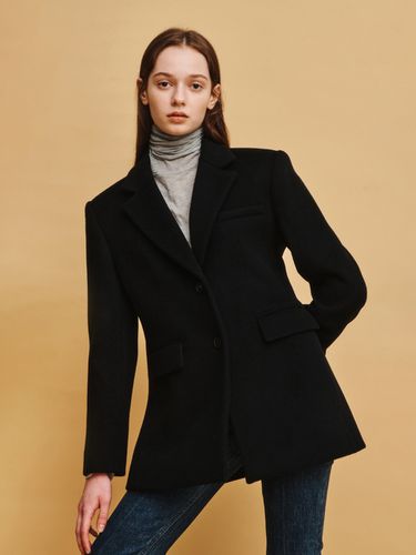 Wool Semi A Line Jacket_Black - AVA MOLLI - Modalova