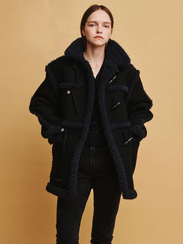 Wool and Fur Mixed Mustang Jacket_Navy - AVA MOLLI - Modalova