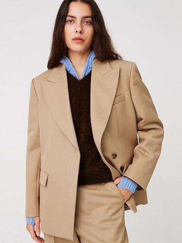 Minimal Peaked Lapel Blazer _ Beige - MOONSUN - Modalova