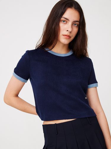 Hairy Ringer Shirt _ Navy - MOONSUN - Modalova