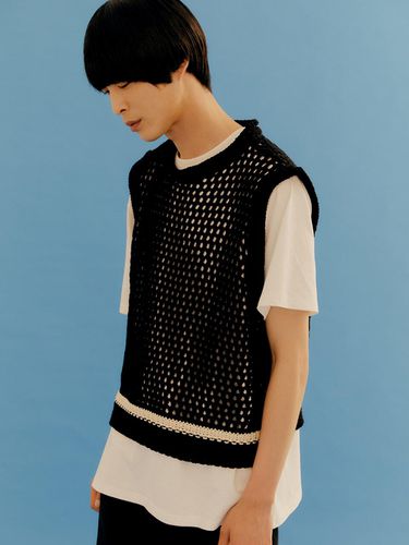 Honeycomb Knit Vest_Black - MOONSUN - Modalova