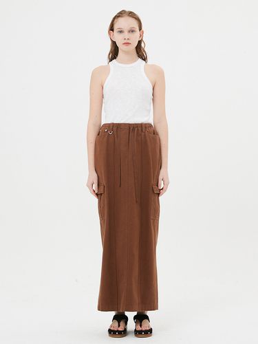 Pin Tuck Cargo Long Skirt (Brown) - MOONSUN - Modalova