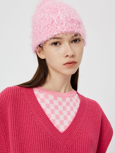 Two Tone Hairy Knit Beanie / - MOONSUN - Modalova