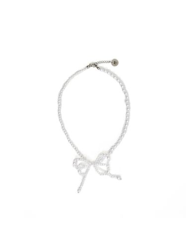 Ribbon Pearl Necklace - White - MSKN2ND - Modalova