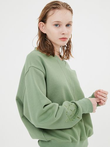 Argyle Hole V-neck Sweatshirt () - MOONSUN - Modalova