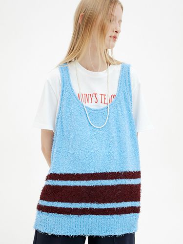 Tail Yarn Stripe Knit Vest ()(Unisex) - MOONSUN - Modalova