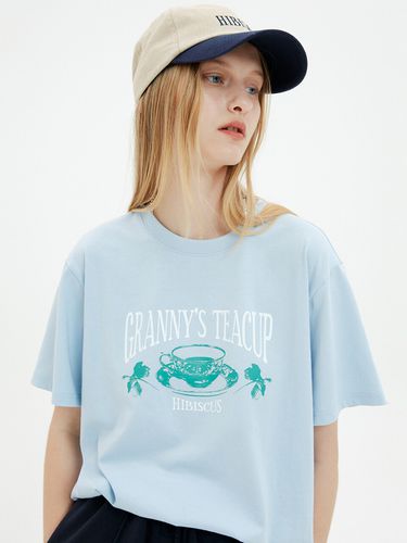 HIBISCUS Basic T shirt (Sky Blue) - MOONSUN - Modalova