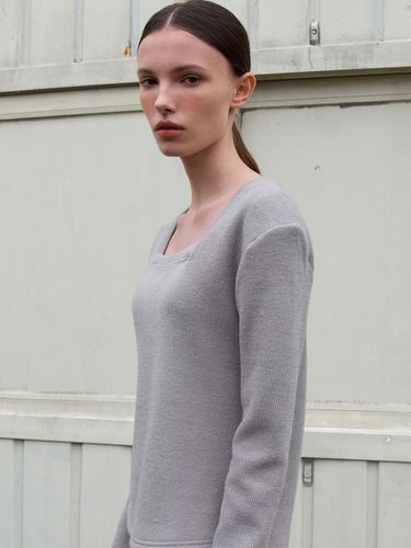 Square Knit Top Gray OU1199 - ouie - Modalova