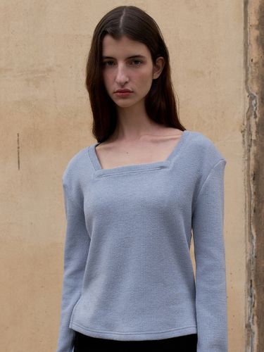 Square Knit Top Grayish Blue OU1198 - ouie - Modalova