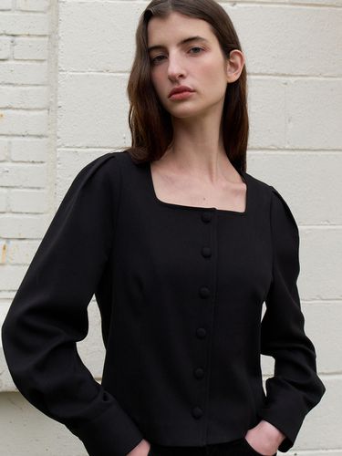 Square Neck Blouse Black OU1221 - ouie - Modalova