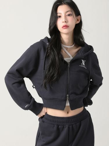 Av Logo Crop Hood Zip-Up (Navy) - AVANDRESS - Modalova