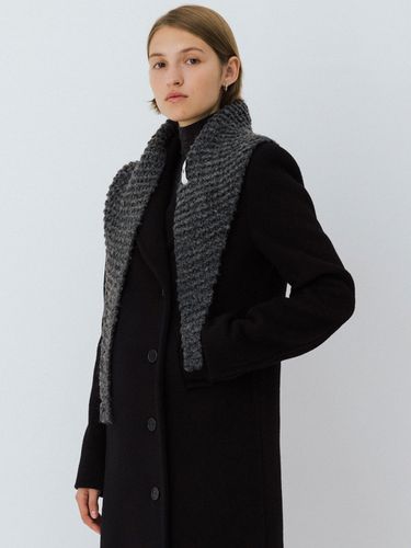 Wool Bnd Fuzzy Shawl Scarf_Charcoal - LE - Modalova