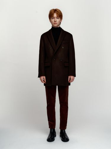 Wool Double Coat - Dark Brown - SOLEW - Modalova