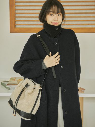 Wool Blend Boucle Long Coat - Siyazu - Modalova