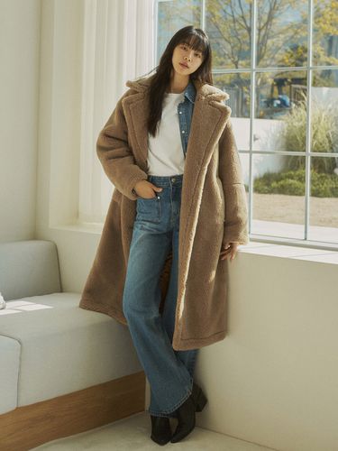 Wool Blended Teddy Long Coat - Siyazu - Modalova