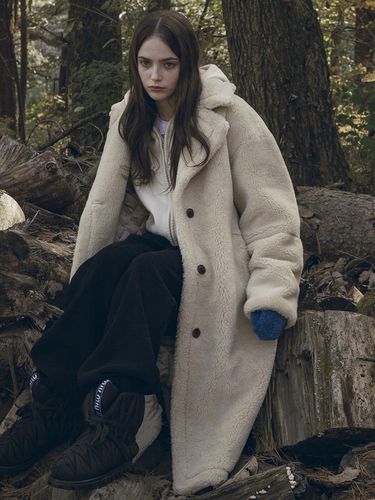 Wool Blended Teddy Long Coat - Siyazu - Modalova