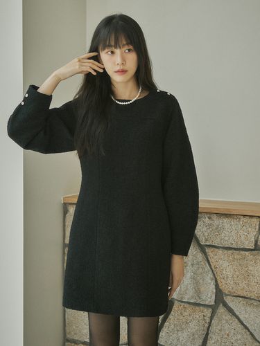 Boucle Tweed Dress - Black - Siyazu - Modalova