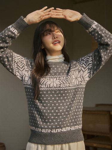 Merino Wool Retro Jacquard Knit - Siyazu - Modalova