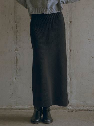 Wool Cashmere Long Knit Skirt - Siyazu - Modalova