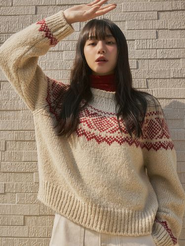 Oversized Alpaca Nordic Sweater - Siyazu - Modalova