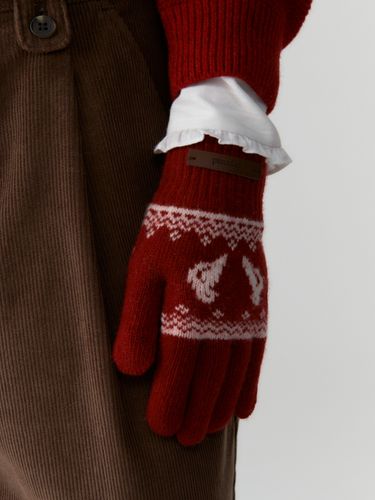 Holiday Knit Gloves_Red - DEPOUND - Modalova