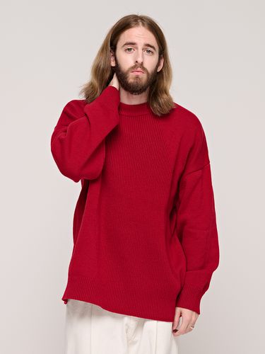 Oversized Washed Knit Sweater _ Red - CARGOBROS - Modalova