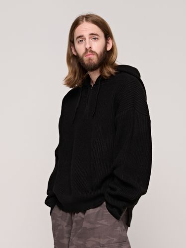 Half Zip-Up Hooded Knit Sweater _ - CARGOBROS - Modalova