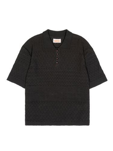 Cable Eyelet Collared Short Sleeve Knit - IOEDLE - Modalova