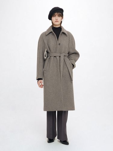 Hidden Button Coat, Melange Grey - RAIVE - Modalova