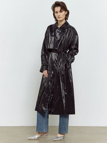 Leather Oversized Trench Coat_Black - MAGJAY - Modalova