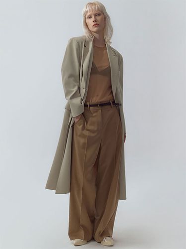 Slit Button-Up Long Coat_Beige - MAGJAY - Modalova