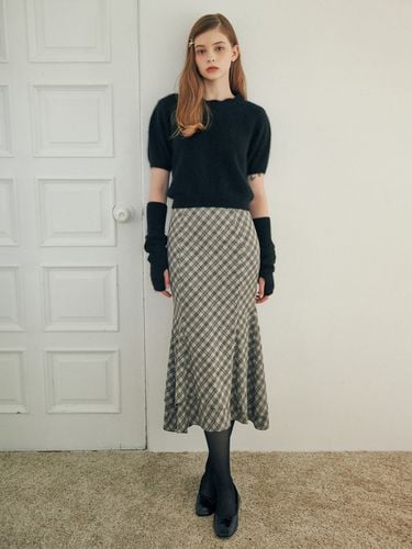 Mermaid Line Skirt_Black Check - ouel - Modalova