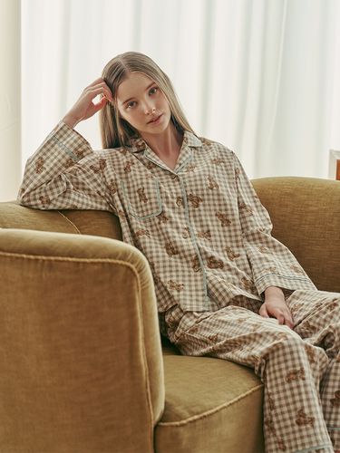 Woody Bear Long Sleeve Woman Pair_Brown - ULLALA PAJAMAS - Modalova