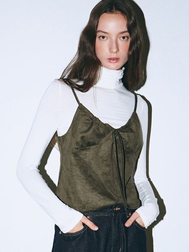 Suede Bustier String Top_Khaki - NICK&NICOLE - Modalova