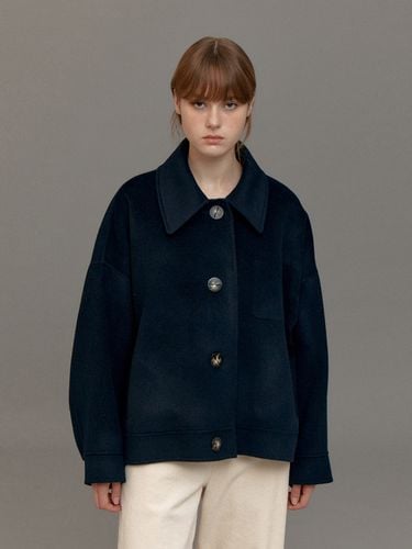 Wool Handmade Short Coat_Dark Navy - Lemme - Modalova