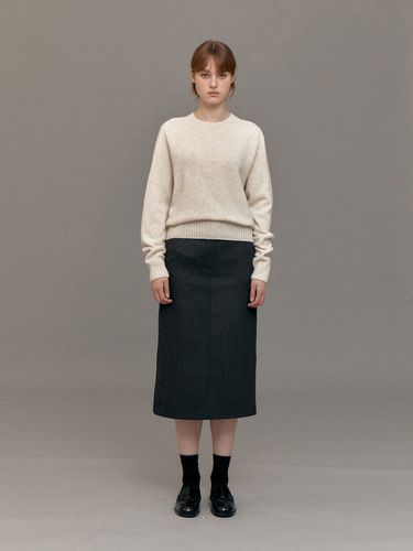 Wool H-line Midi Skirt_Melange Charcoal - Lemme - Modalova