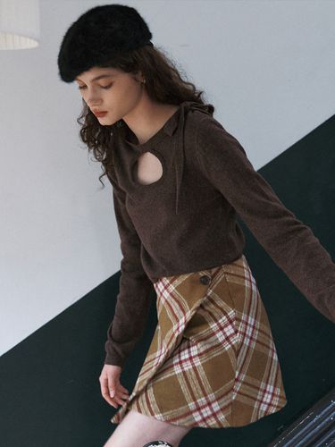 Check Wool Wrap Skirt - LETTER FROM MOON - Modalova