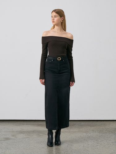 Denim Slit Skirt - RENEJ - Modalova